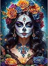 QINRUBB Beauty Diamond Painting Adults, 5D Flowers Diamond Painting Pictures Beginners, DIY Round Full Drill Horror Diamonds Painting Embroidery Set Cross Stitch Gifts Home Wall Decor 30 x 40 cm