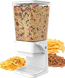 Hovea CR500 - Dispensador de cereales y croquetas (capacidad 5 L, para muesli, pasta, alimentos secos, dispensador de croquetas para perros y gatos, cocina, desayuno, color blanco