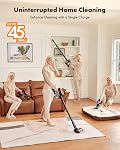 Trucozie Aspirateur sans fil, puissant 8 en 1 Aspirateurs légers avec Max 45mins, LED Affichage, 2 HEPA, Aspirateurs de bâtons sans fil pour bois franc, Tapis, Carrelage, Cheveux d'animal, Noir