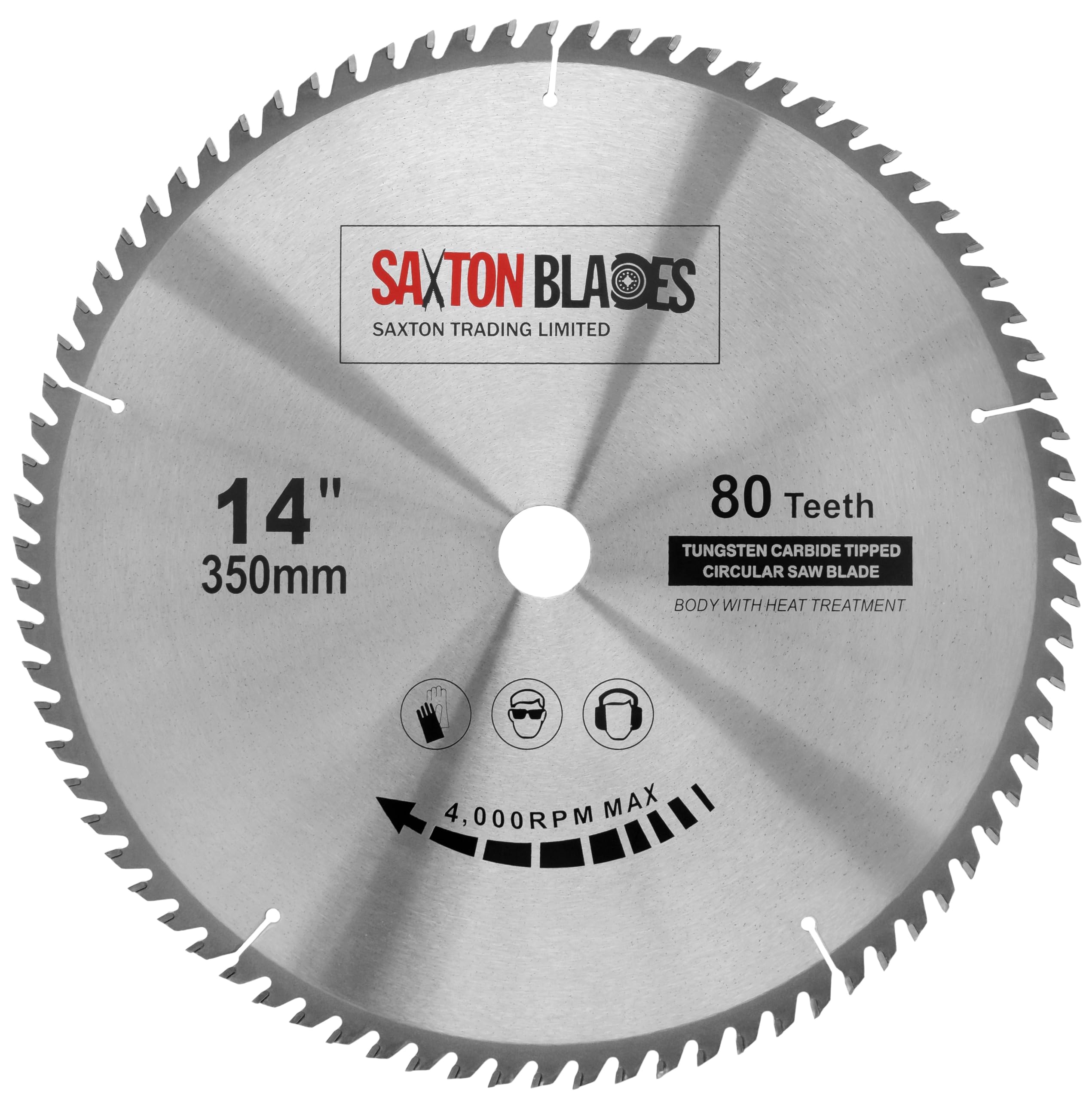 Lama per sega circolare Saxton TCT per legno 350 mm x 30 mm x 80 denti compatibile con Bosch, Makita, ecc. Compatibile con seghe da 355 mm