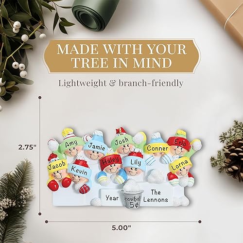Miniatura 3 de Adornos de Navidad personalizados para familia de 7  Adorno familiar de pelea de bolas de nieve de poliresina  Adornos de Navidad familiares únicos