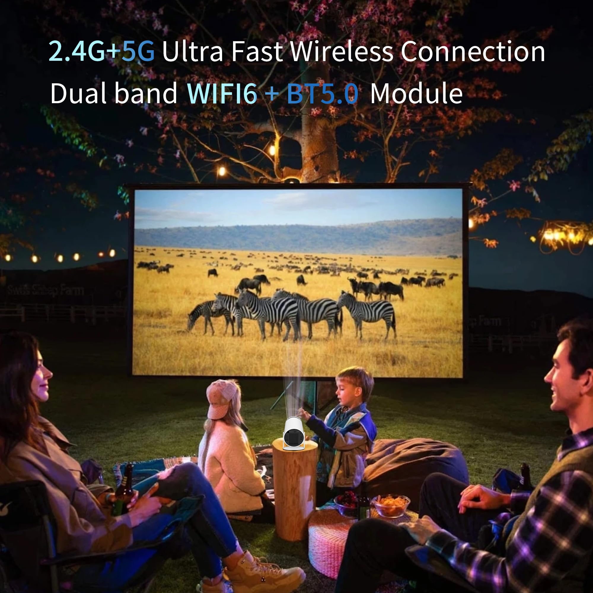 Proyector Portatil (2026 Upgraded) con 1920x1080P, Proyector 4K con WiFi 6 y BT 5.2, 180° Rotation, Projector Portable 4K con HD-MI, USB, PS5, Phone,【Auto Keystone】