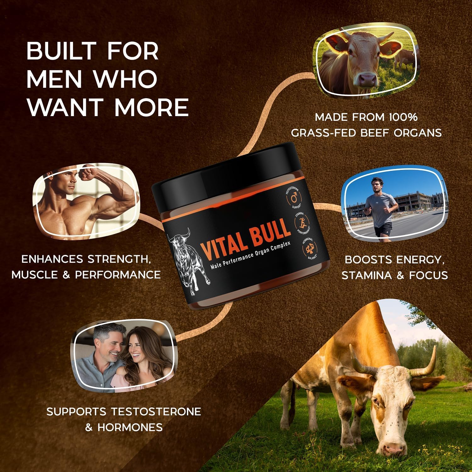 Bull Beef Organ Support, for Men with Grass Fed Liver, Testicle, Prostate (2)