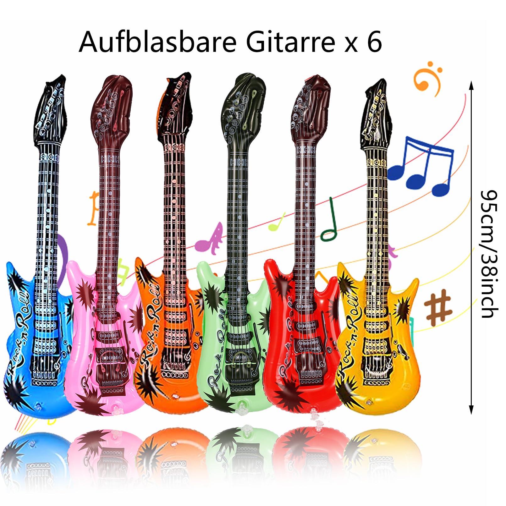 smilixin 22 Stück Aufblasbare Instrumente Spielzeug Set,Buntes Aufblasbare Gitarre Aufblasbares Saxophon Mikrofon Shutter Shading Gläser,Aufblasbare Musikinstrumente Party Props für Kinder