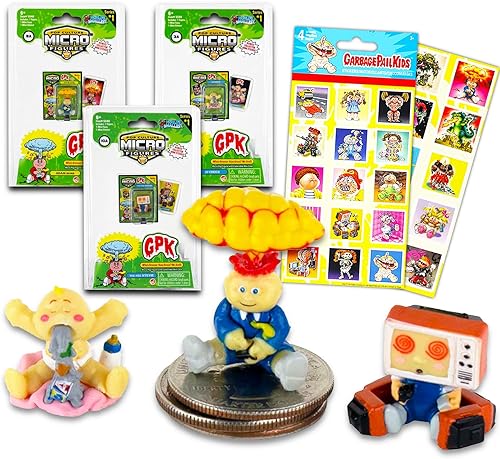 Juego de microfiguras de cubo de basura para niños, paquete con 3 figuras de cubo de basura más pequeñas del mundo, más calcomanías de cubo de