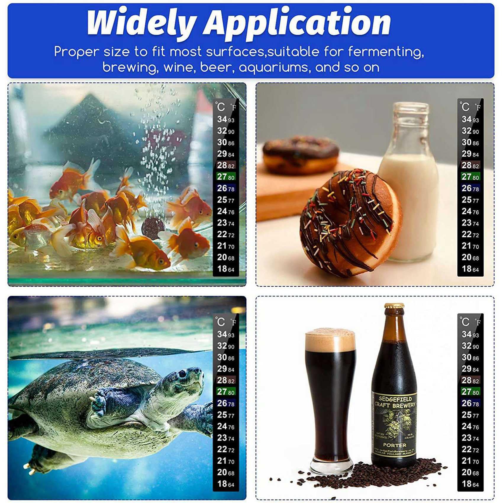 144 Stück Digitaler Temperatur Aufkleber Selbst Klebendes Thermometer Streifen Fermenter Selbst Klebendes Kristall Streifen Aquarium Thermometer