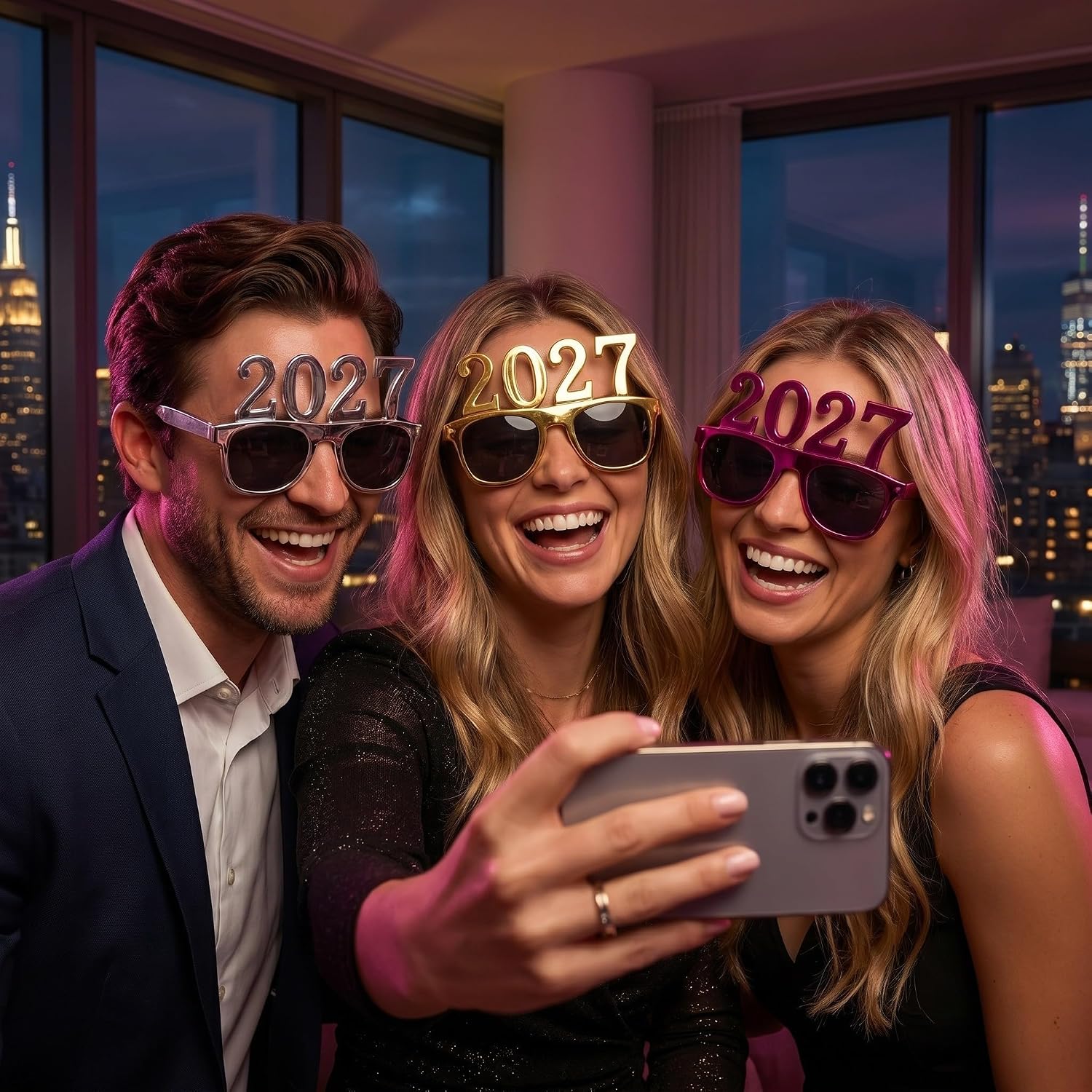 6pcs 2027 New Year Glasses Party Eyewear, Lightweight Plastic Photo Booth Props with Unique 2027 Design, Sturdy and Comfortable for New Year's Eve and Christmas Countdown