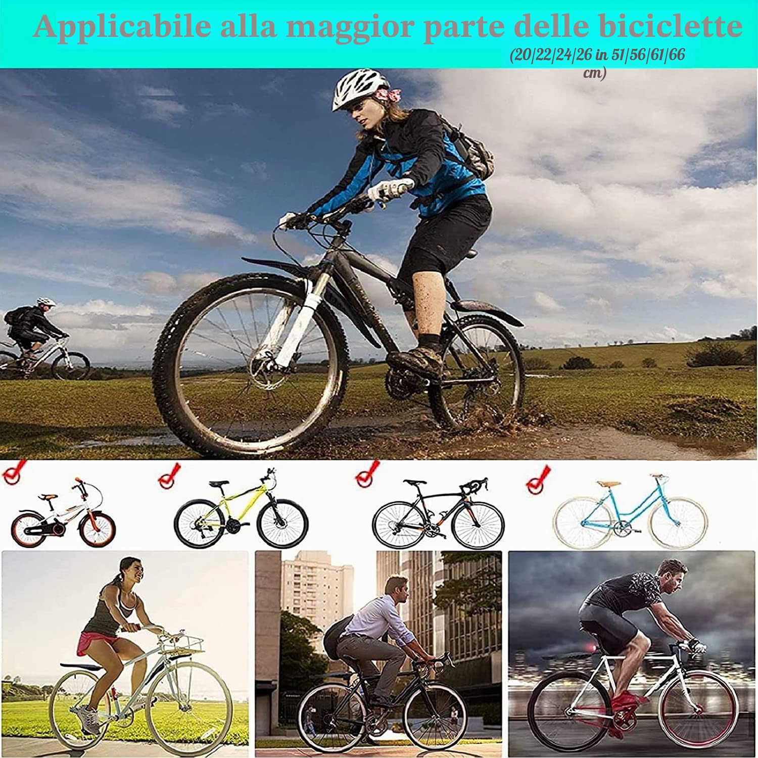 Favuit Parafango Bici, Universale Regolabile Parafanghi Bici Set 20-26 Pollici Anteriore Posteriore Parafango Bicicletta per Mountain Bike Bici da Corsa MTB