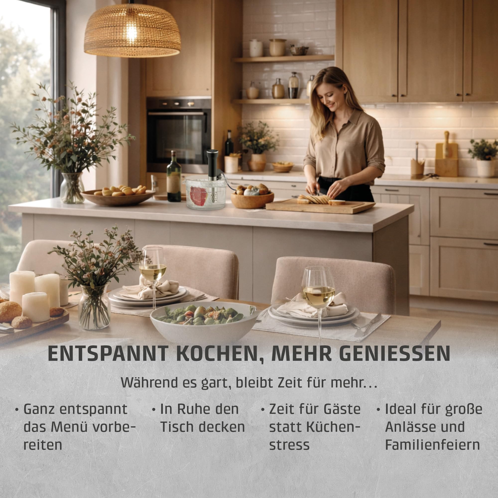 CASO SV400 Sous Vide Stick, Testsieger Haus & Garten Test für Behälter bis 20l Volumen, 25-90°C in 0,5°C Schritten, IPX7, platzsparendes Design