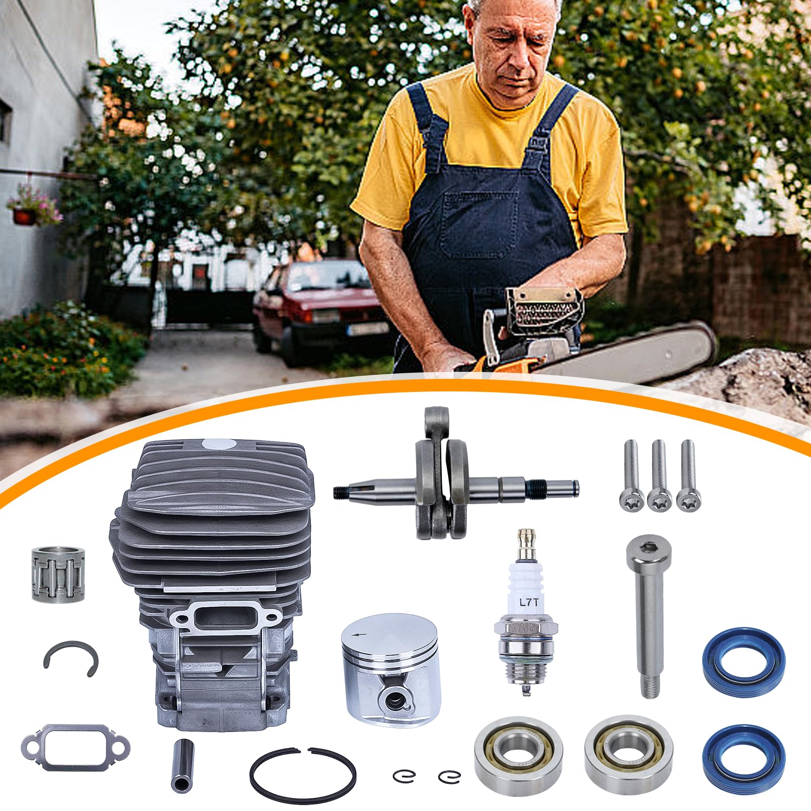 Zestaw cylindra tłokowego do piły łańcuchowej Stihl MS291 MS291C MS271 MS271C, cylinder z łożyskami, uszczelki olejowe, świeca zapłonowa, zamiennik 1141 020 1206