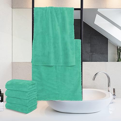 Miniatura 3 de MOONQUEEN Paquete de 6 toallas de mano de alta calidad, secado rápido, toallas de microfibra de terciopelo coral altamente absorbentes, multiusos