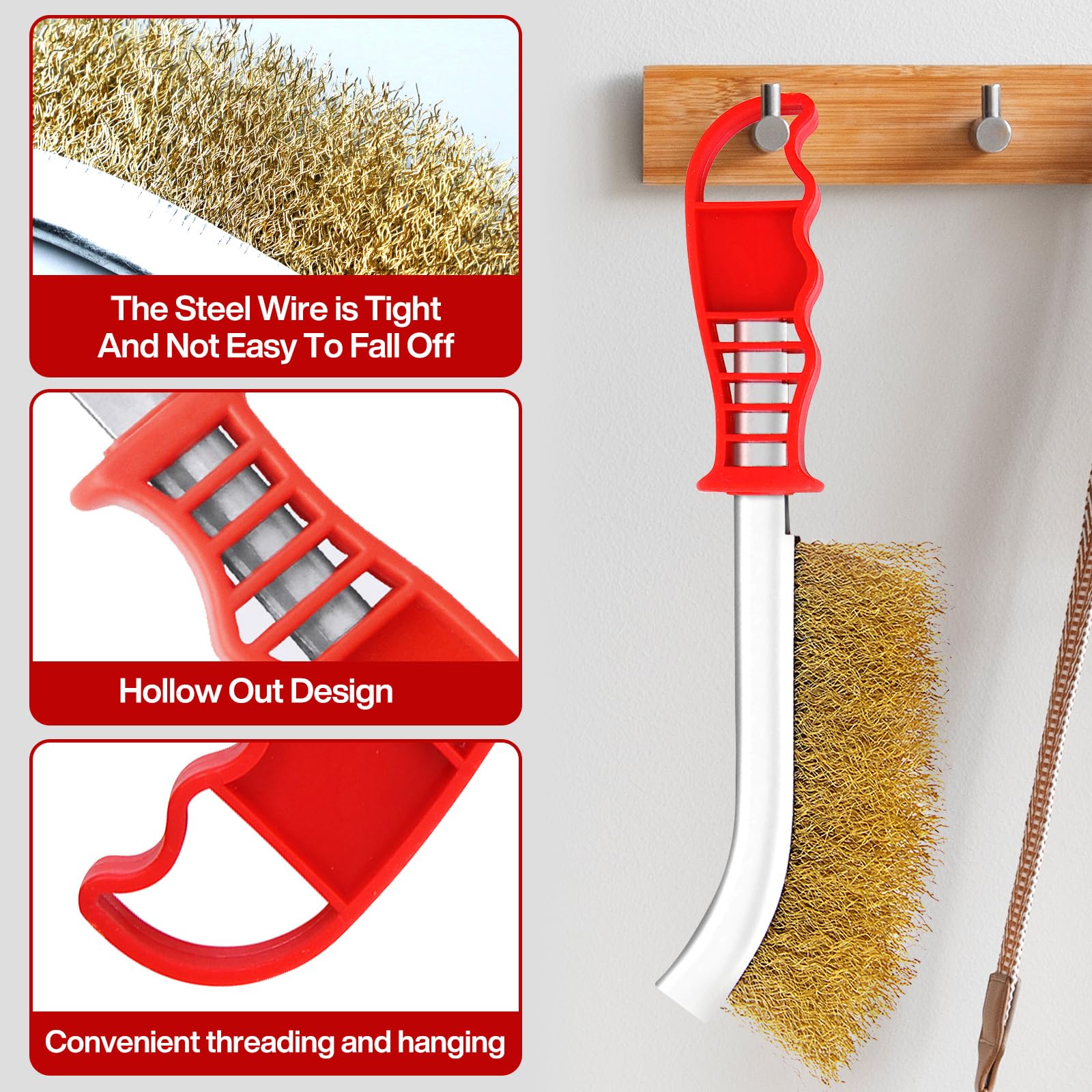 6 Pezzi Spazzola Acciaio, Spazzola Ferro, Spazzola Metallica: Acciaio Inox + Acciaio al Carbonio + Ottone + Nylon, per Pulizia Vernice, Polvere, Legno, Togli Ruggine, Grasso Sporco, Officina