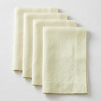 Solino Home 100% Pure Linen Napkins Ivory Woven, Diana 20 x 20 in, Set of 4
