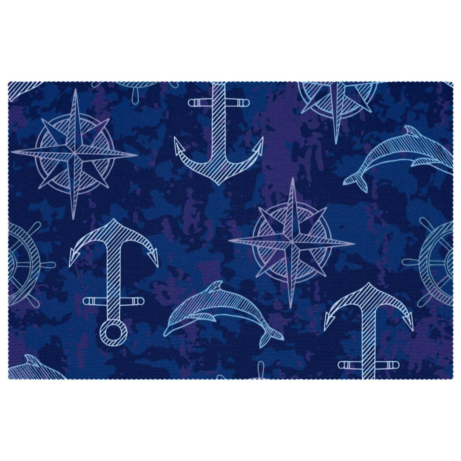 Sets de table bleus nautiques design haut de gamme antidérapants lot de 6