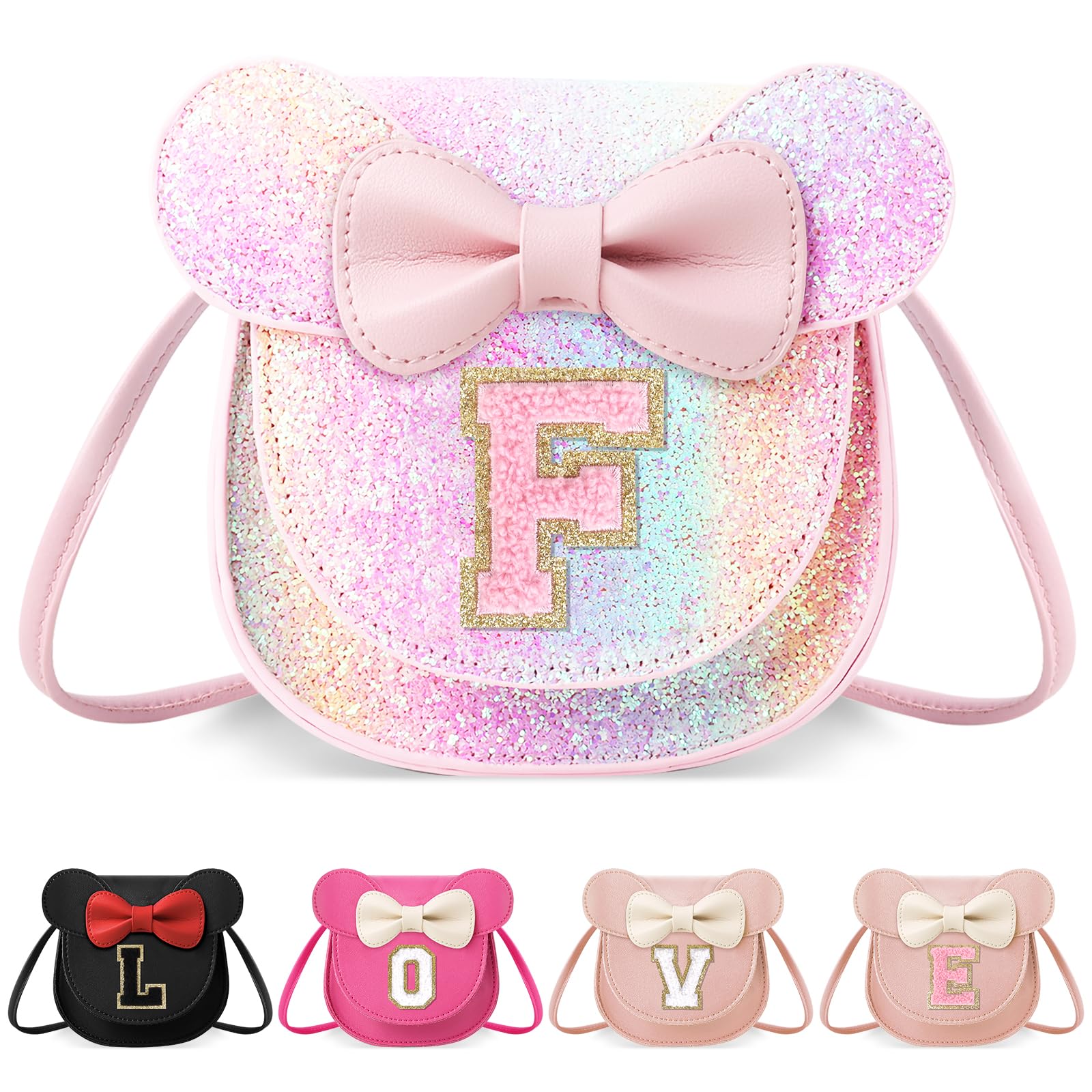 Little Girl Toddler Purse - Cute Mouse Ear Bow Crossbody Bag for 2-8 Year Olds - Birthday Gift