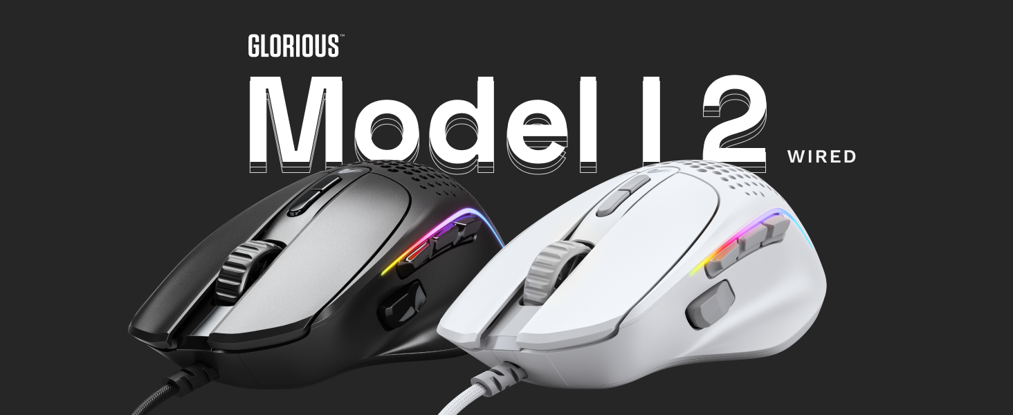 Glorious Model I 2 Mouse Gaming Cablato, 66g Ultra-Leggero, 9 Tasti Programmabili, Sensore Ottico 26.000 DPI, Nero