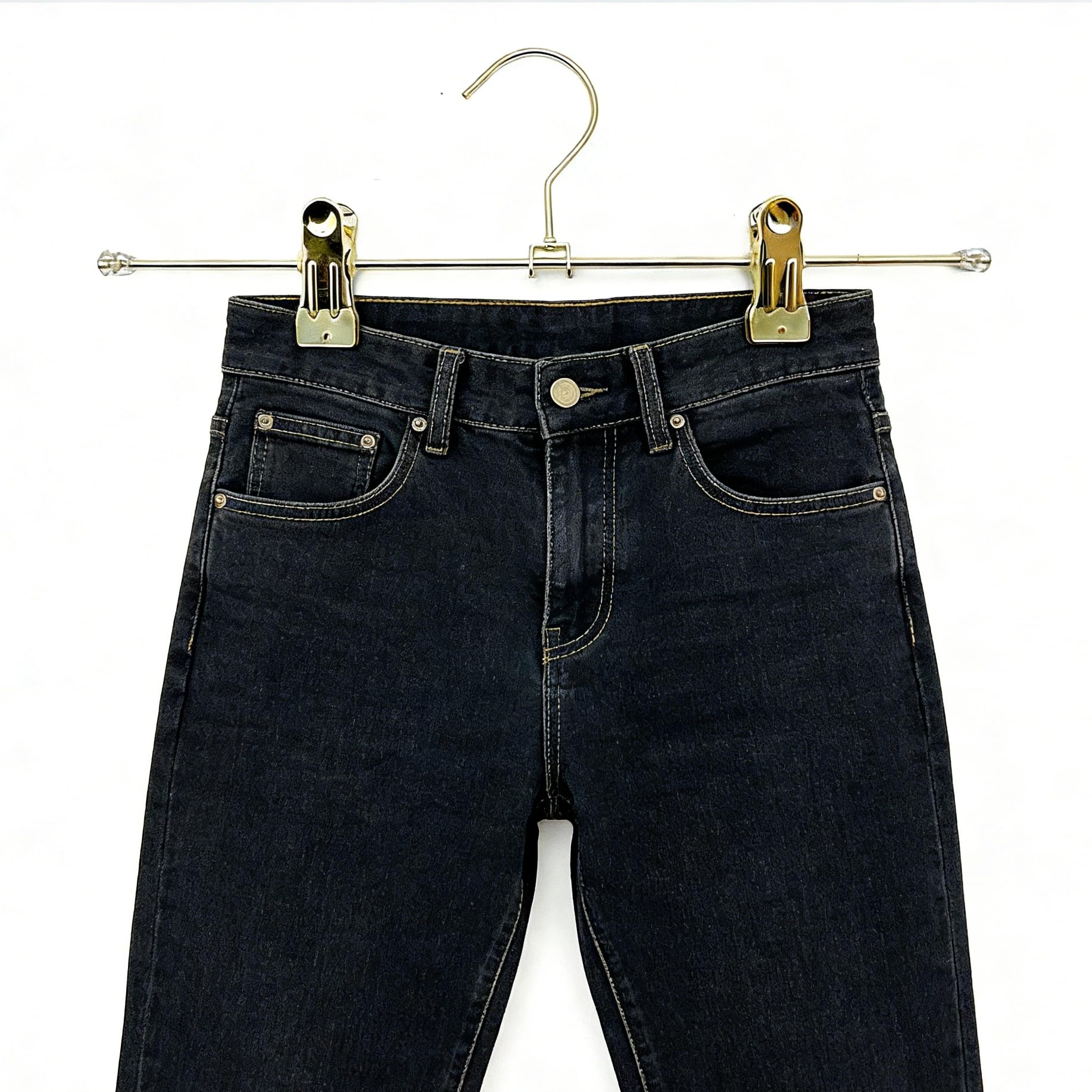 Colgador para pantalones, pantalones cortos y faldas de metal dorado de 34 cm, clips ajustables en la parte inferior, organización para colgar ropa o abrigo (30 paquetes)