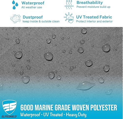 Miniatura 4 de EliteShield Cubierta resistente para lancha con parte superior en T, se adapta a 26 pies a 28 pies de largo, ancho del haz de 116 pulgadas, estilo