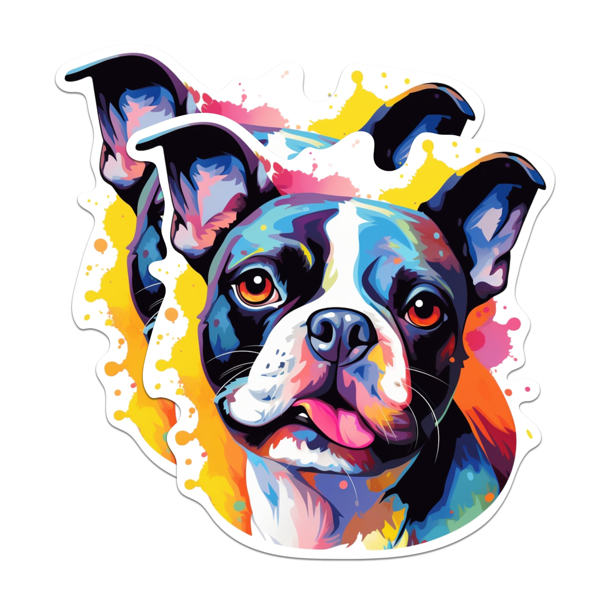 (2 Pack) Boston Terrier Dog Breed Stickers - 5 Inches On Longest Side - Choose from Over 100 Dog Breeds - for Cars, Trucks, Skateboards, Laptops - Made in USA - BMCS1789