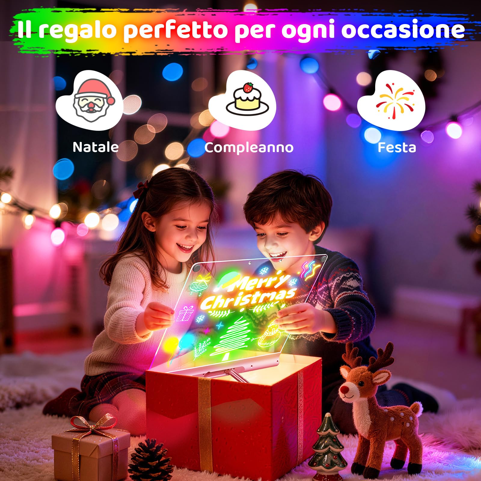 Lavagna Luminosa LED Ricaricabile 41 cm, 9 Modalità Luce con Timer & Supporto Integrato, Acrilica Neon Cancellabile a Secco, Regalo Bambini/Ragazze/Adolescenti, 6 Pennarelli & Libro Sagome, rosa