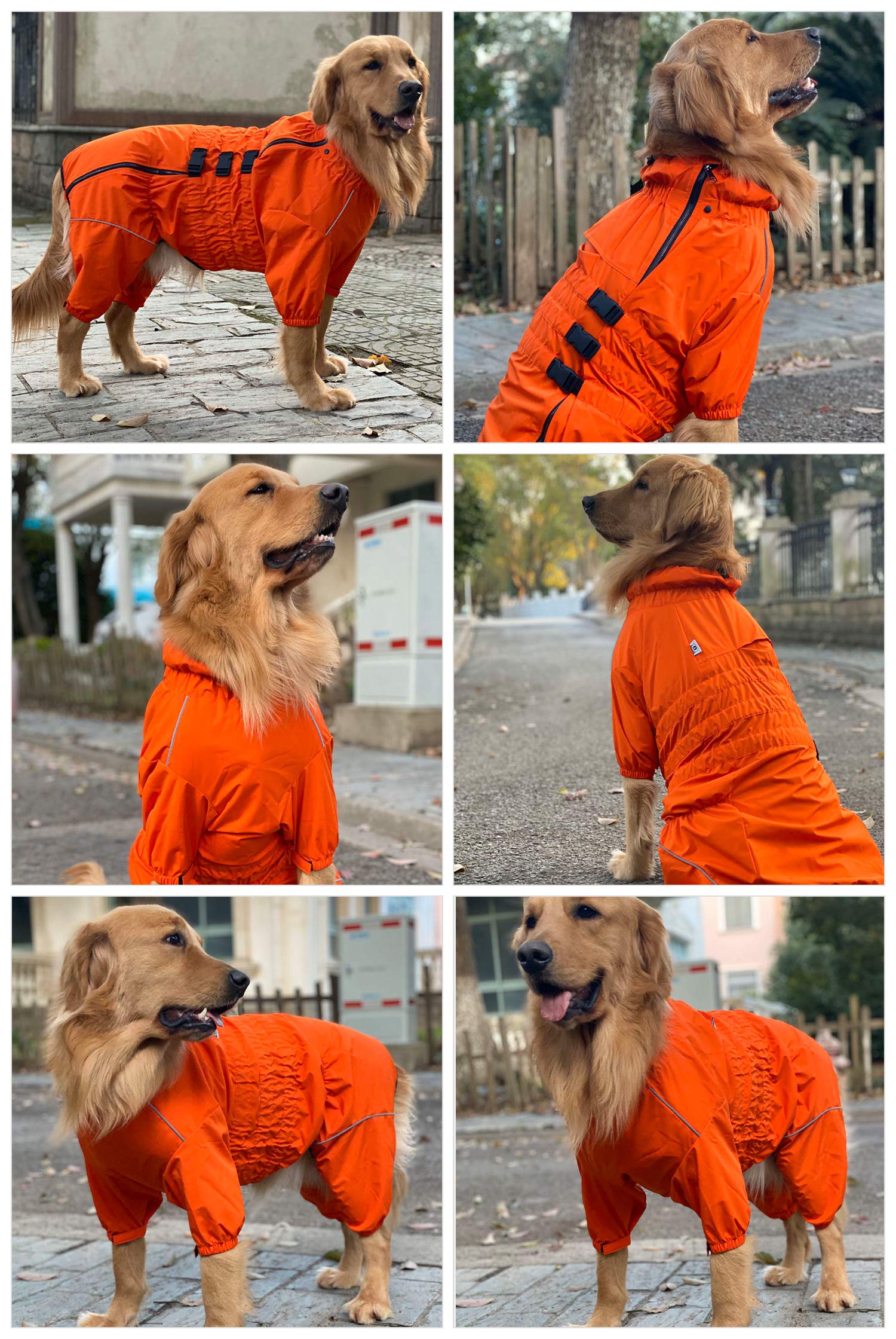 wasserdichte Hundejacke, leichte reflektierende Sicherheits-Hunderegenjacke, Winddichte und schneesichere Hundeweste für kleine, mittelgroße und große Hunde. Orange 5XL