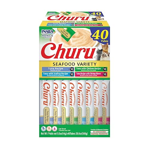 INABA Churu Cat Treats, Grain-Free, Lickable, Squeezable Creamy Purée Cat