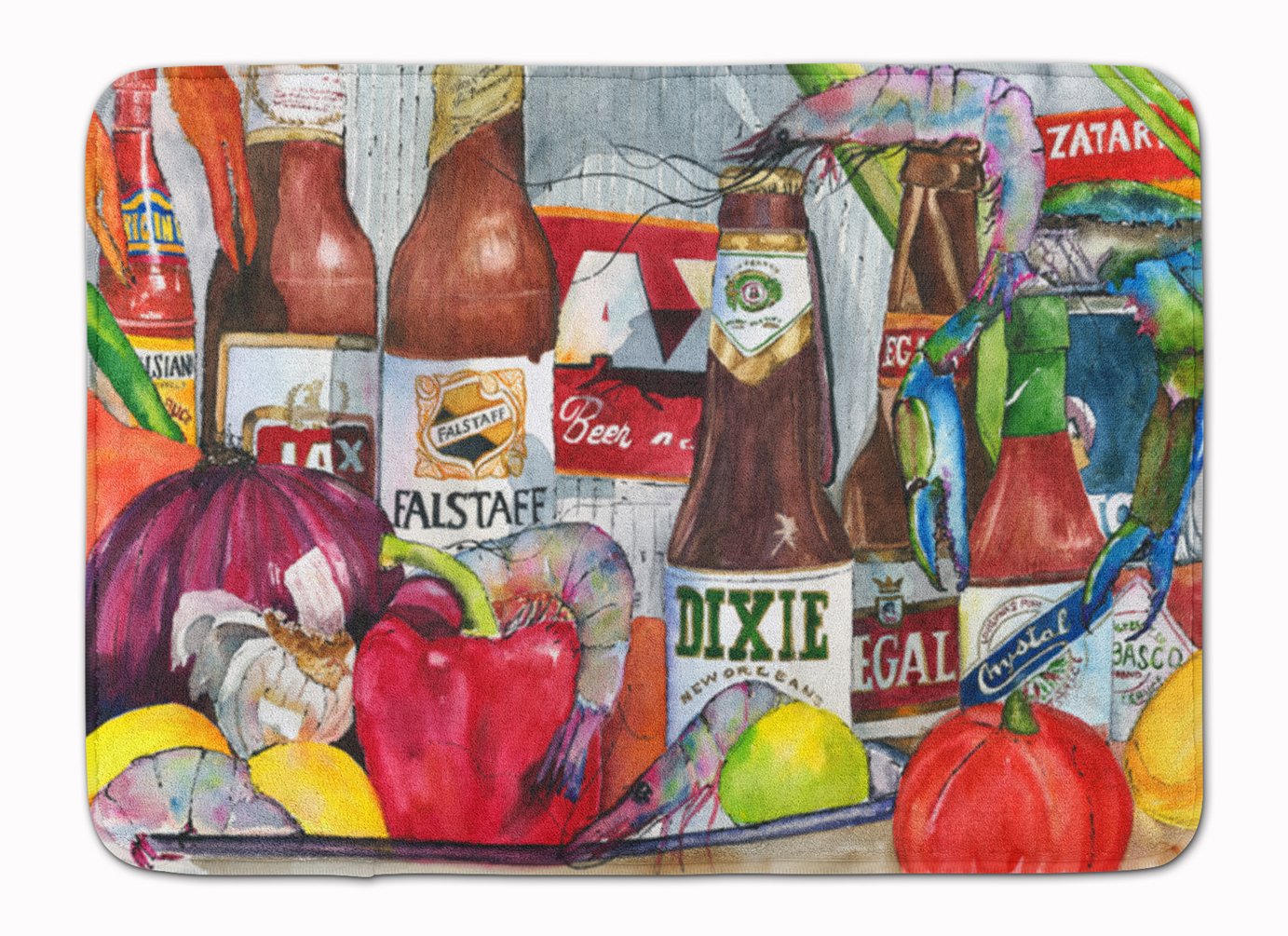 Caroline's Treasures 1017RUG New Orleans Beers and Spices Machine Washable Memory Foam Mat, Bathroom Rug, Non-Slip Bath Mat, Durable Thick Washable Rugs for Kitchen, Bathroom Quick Dry, Decorative Art