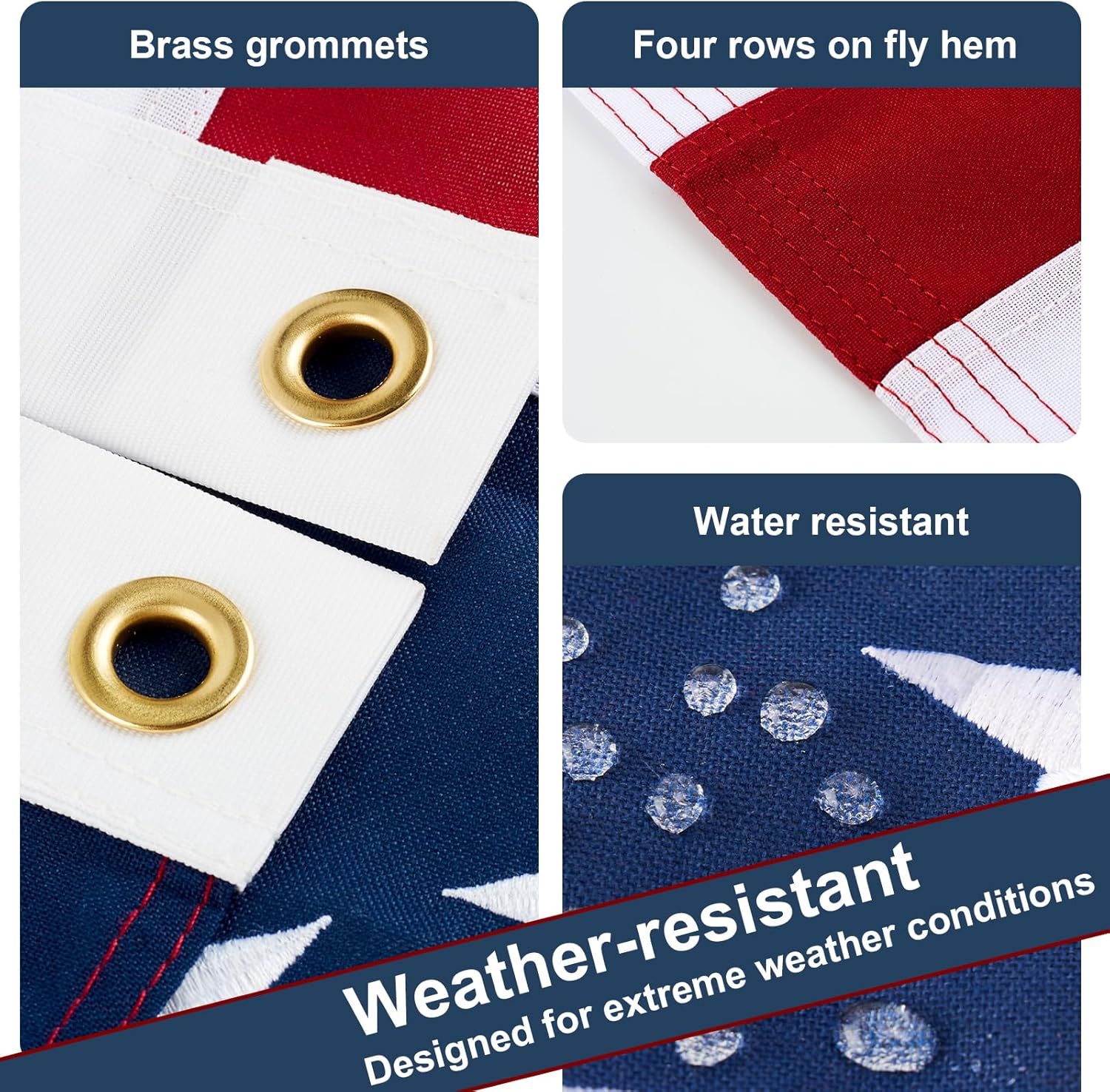 American Flag 3x5 Ft – TearProof Heavy Duty Series, Premium Spun Polyester with Embroidered Stars & Sewn Stripes, All-Weather Outdoor US USA Flags for High Wind Areas - Image 3