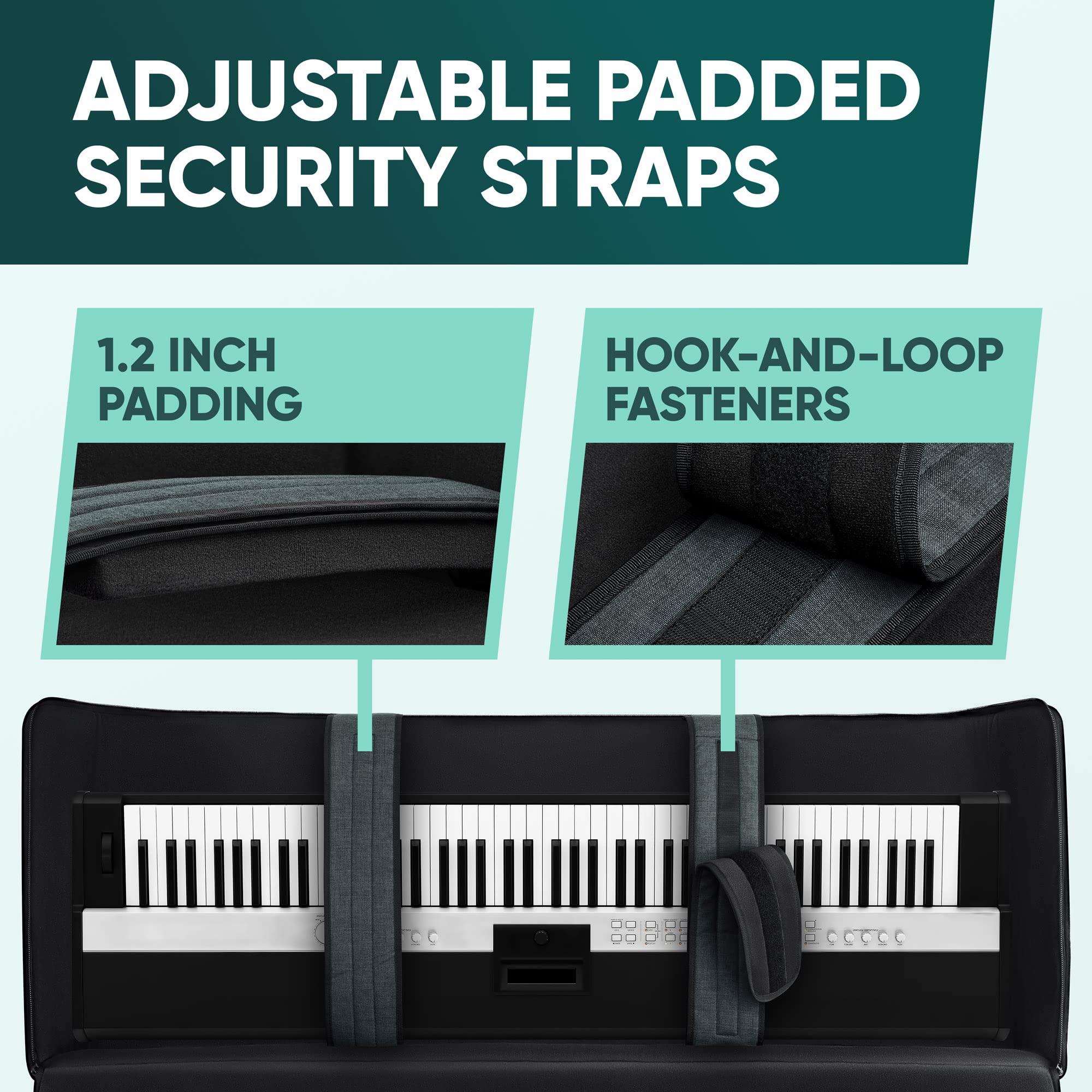 Keyboard Case for an 88-Key Keyboard Piano | 7.5"×19.5"×57" Gig Bag Made of Durable 600D Fabric | Waterproof and Scratch-Resistant Piano Cover | Keyboard Bag w/Addl Pockets | by Rhino JamCase