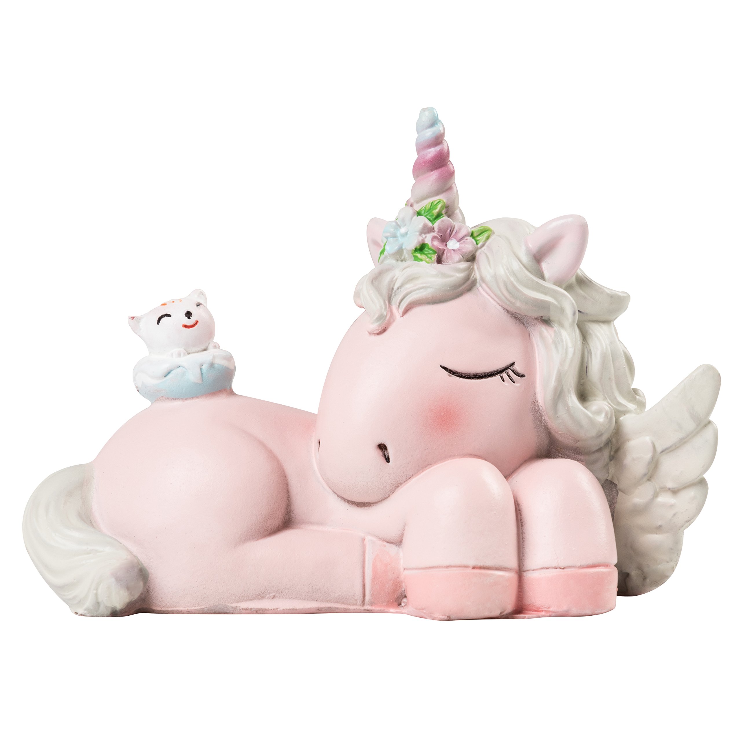 Cyrra Mini Smiling Unicorn Figurine Cake Toppers Trinket Keepsake Nice Addition Resin (Sweet Dream Unicorn)