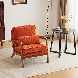 Karl home Mid-Century Modern Accent Chair, Living Room Chairs with Pillo...