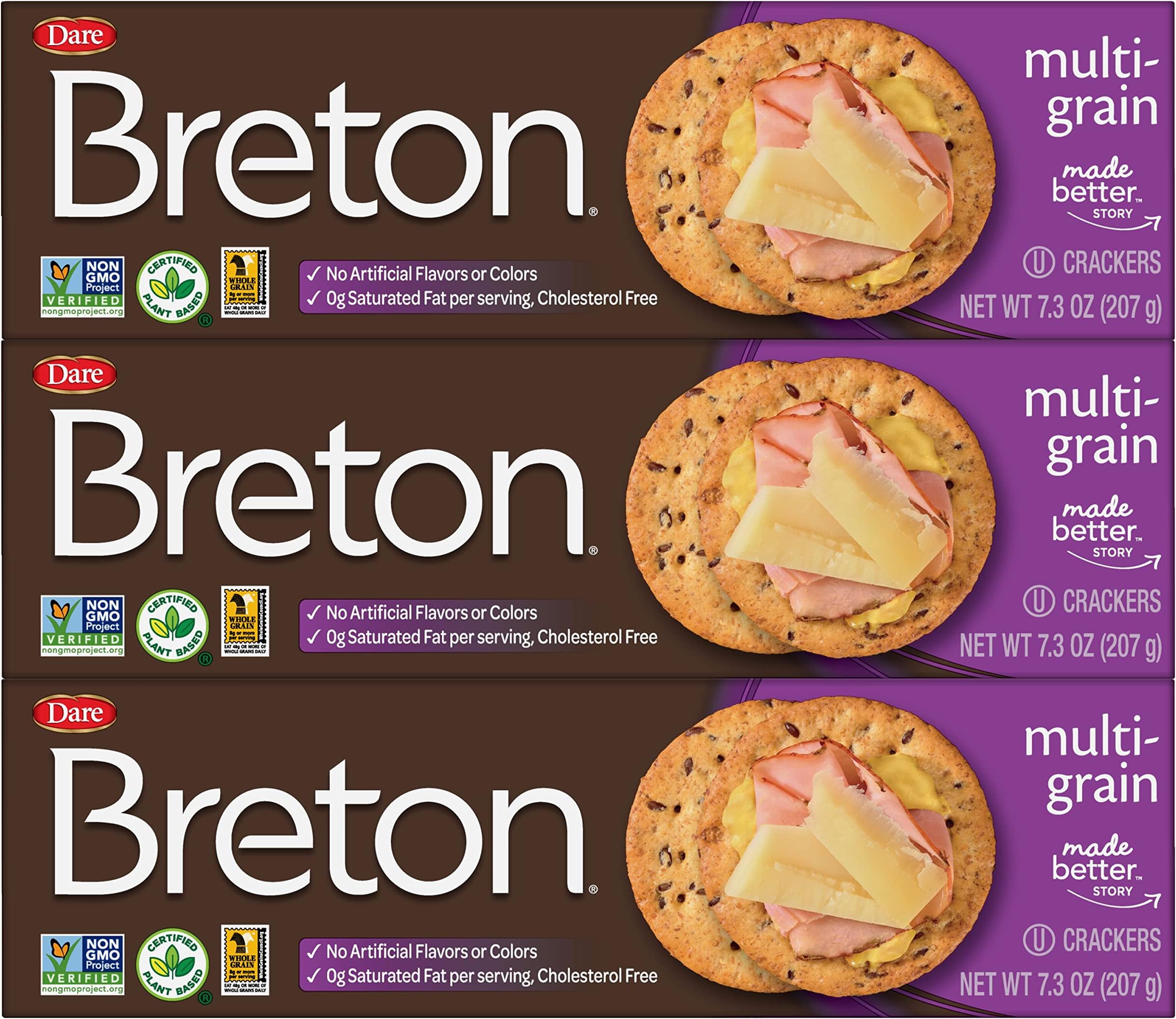 Breton Multigrain Crackers, 7.3 Ounce (Pack of 3)