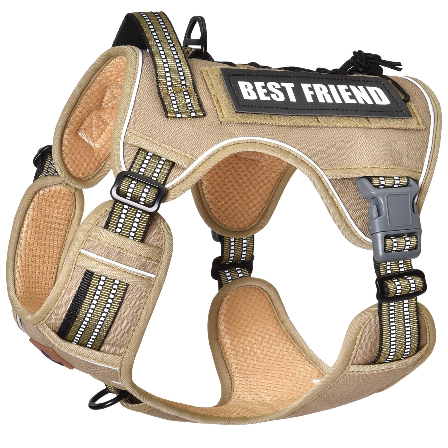PET MARVEL Tactical Dog Harness for Small Size, No Pull Military Dog Vest with Easy Control Handle, Molle Hoop & Loop, Adjustable Reflective