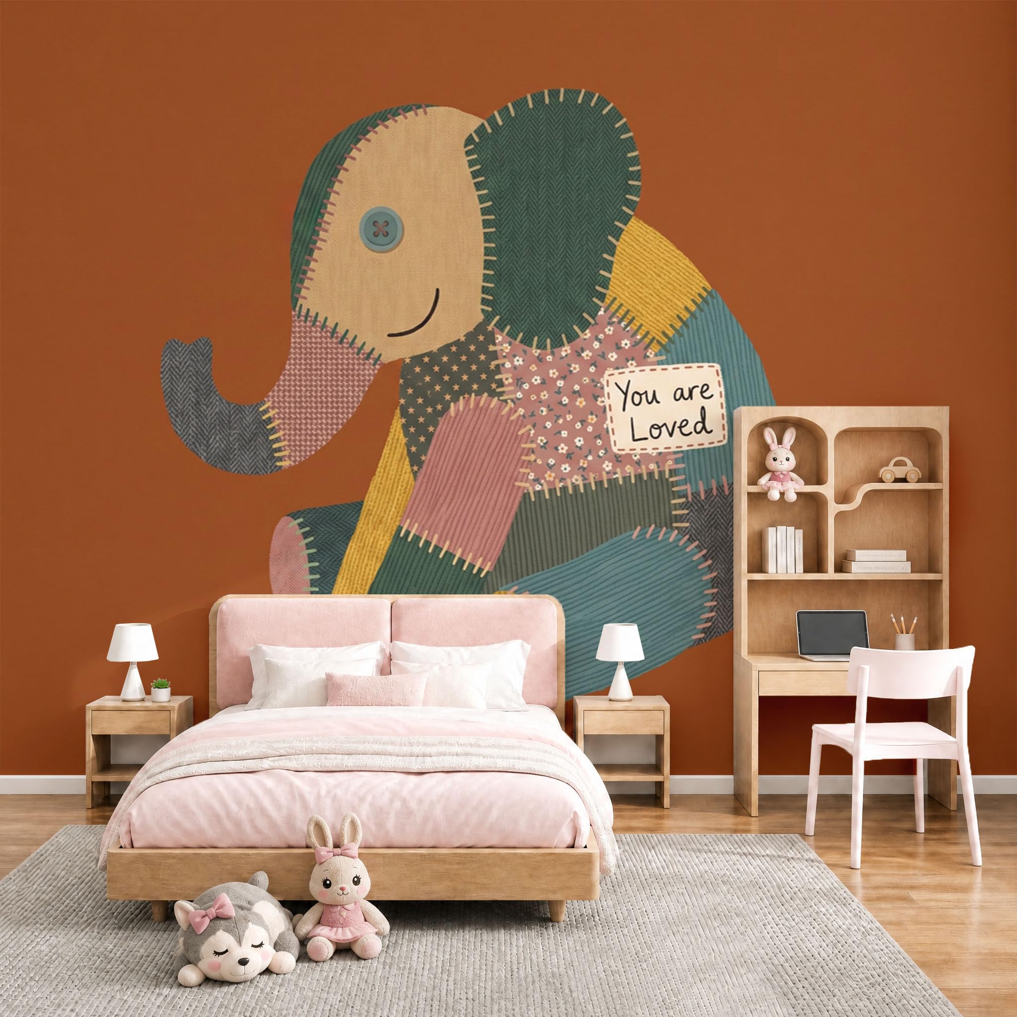 Papier peints géant panoramique éléphant patchwork personnalisé - 250x175cm