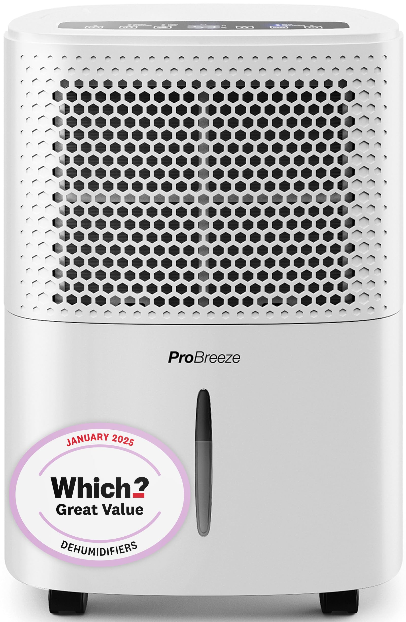 Pro Breeze® 12L/Day Dehumidifier with Automatic Humidity Sensor & Display, 24-hour Timer, Laundry Drying, Continuous Drainage - WINNER OF THE WHICH? BEST BUY AWARD