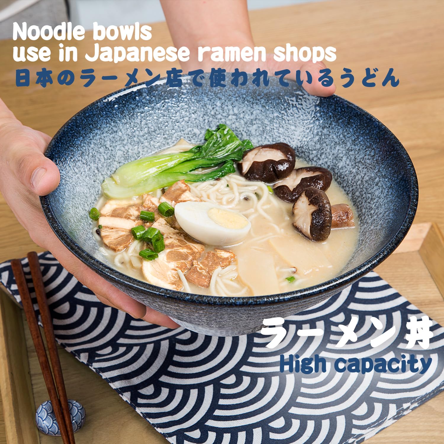 Ciotola Ramen, 2 Set (14 Pezzi) Ciotola Grande Zuppa Ramen Ciotola, Cucchiaio e Bacchette Abbinati, Giapponesi Retrò ceramica Ciotola, per Riso/Insalata/Minestra/Cereali/Assortiti