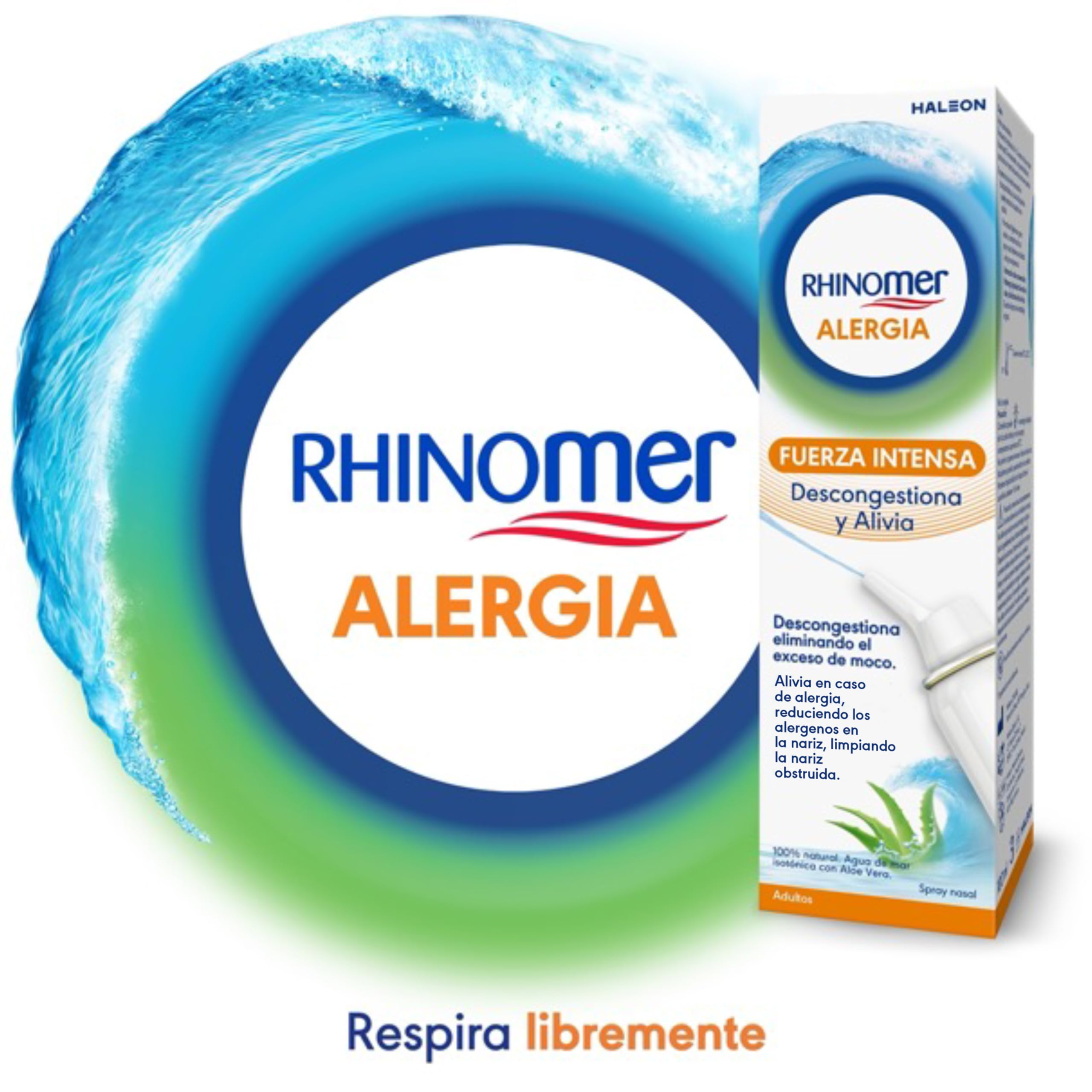 Rhinomer Spray nasal 100 % naturel eau de mer isotonique à l'aloe vera décongestionne soulage allergie force intense adultes 100 ml