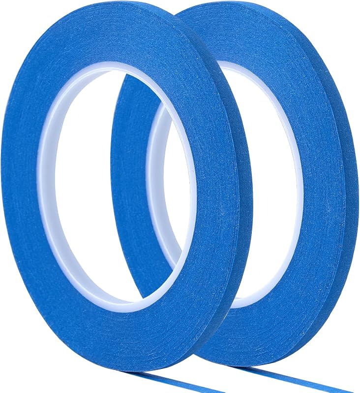 QDiShi 2 Pack 1/4" inch x 60yd Blue Painters Tape Easy Removal Thin Narrow Finishing Masking Tape Painting Tape Wall Tape, No Residue and Good Adhesive (0.25 in 6MM)