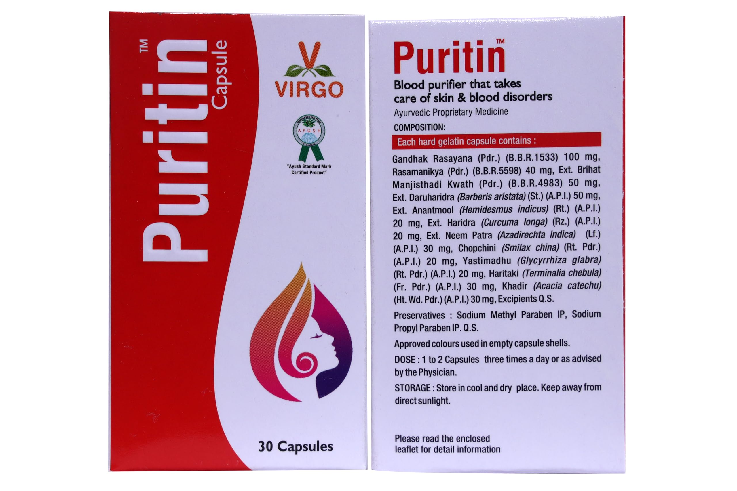 Virgo Uap Pharma Ayurvedic Proprietary Medicine Puritin Capsule 30 Caps-image-4
