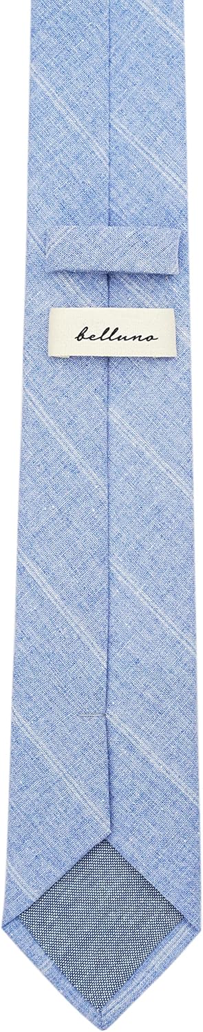 BELLUNO 2.5 inch Skinny Ties for Men, Solid Cotton Linen Neckties - Image 4