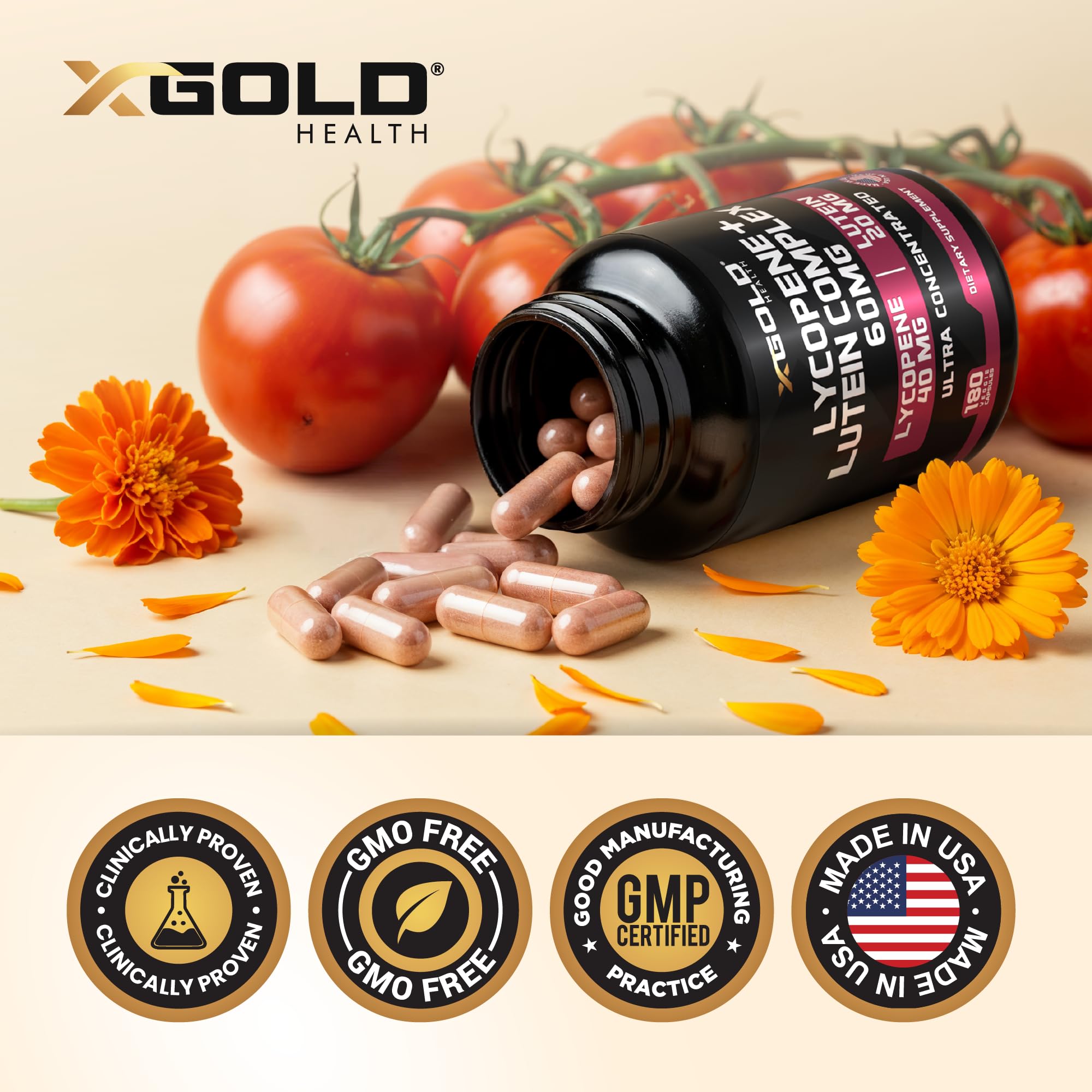 X Gold Health Lycopene 5% + Lutein Supplement 60mg 180 Capsules — Amazon image 6