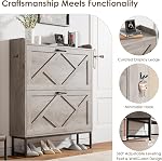 Nicetree Cabinet de chaussures avec 2 Tiroirs à bascule, Armoire de rangement à chaussures étroites avec jambes en métal, Armature à chaussures minces pour entrée, Hallway, Foyer, Gray