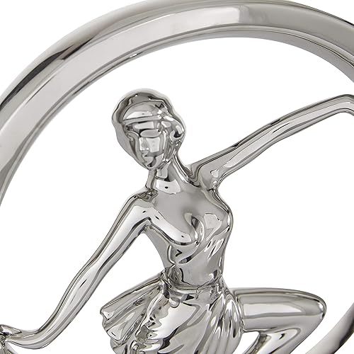 Miniatura 4 de Deco 79 Escultura de bailarina de porcelana contemporánea, juego de 2 11 pulgadas, 10 "H, plata