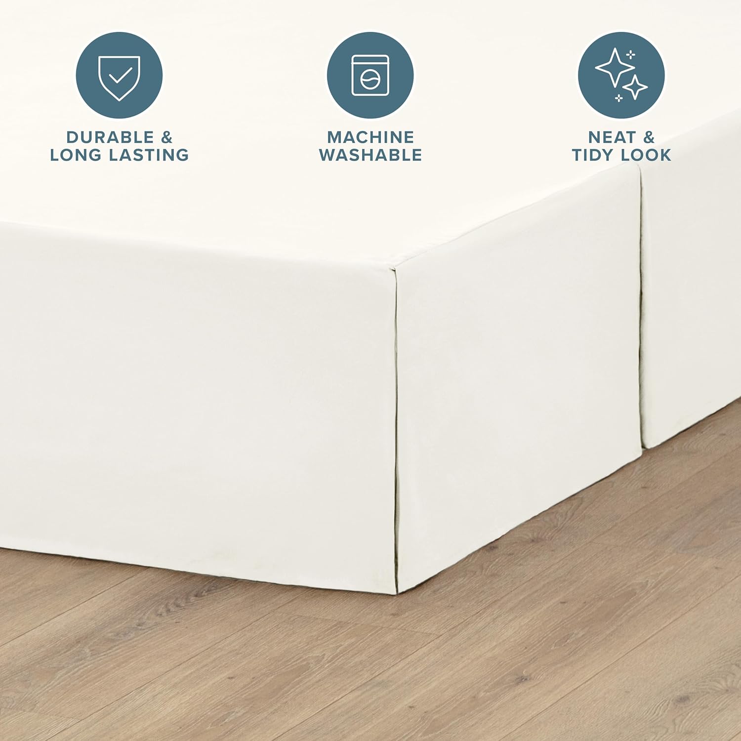 Premium Pima Cotton 800 Thread Count Bed Skirt – 14" Drop, Luxury Soft, Wrinkle-Resistant, Tailored Pleats – Queen Bed, Ivory