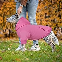 Vista 6 de Dog Sweaters for Large Dogs,Dog Hoodie Sweater Solid Soft Brushed Fleece Pet Clothes Pet Hoodie Sweatshirt with Pocket(Pink-XL)