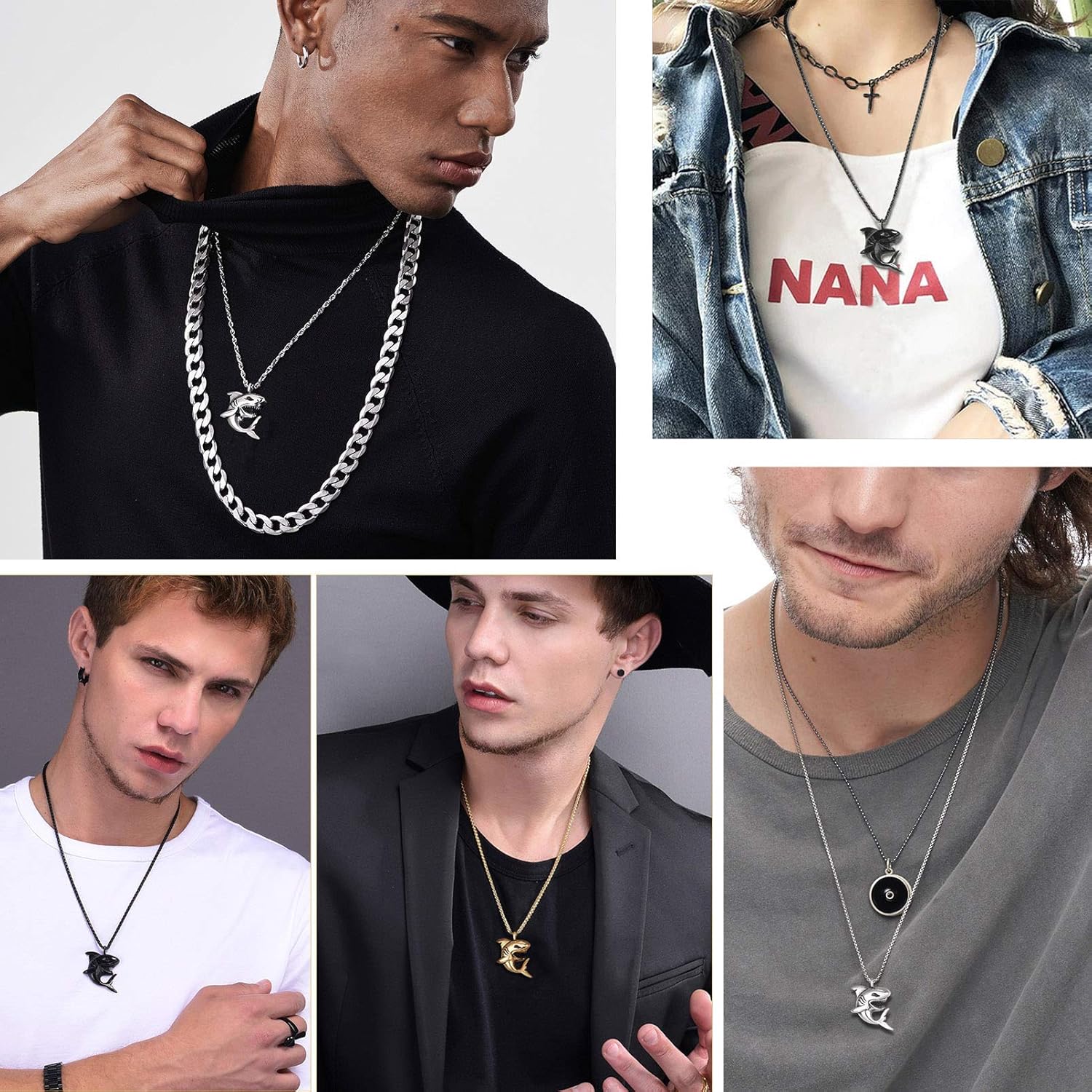 PROSTEEL Stainless Steel Shark/Octopus/Wolf Tooth Necklace for Men Women, Black/Gold/Silver Tone, Punk Rock Necklace, 22inch-24inch Adjustable, Come with Box - Image 2