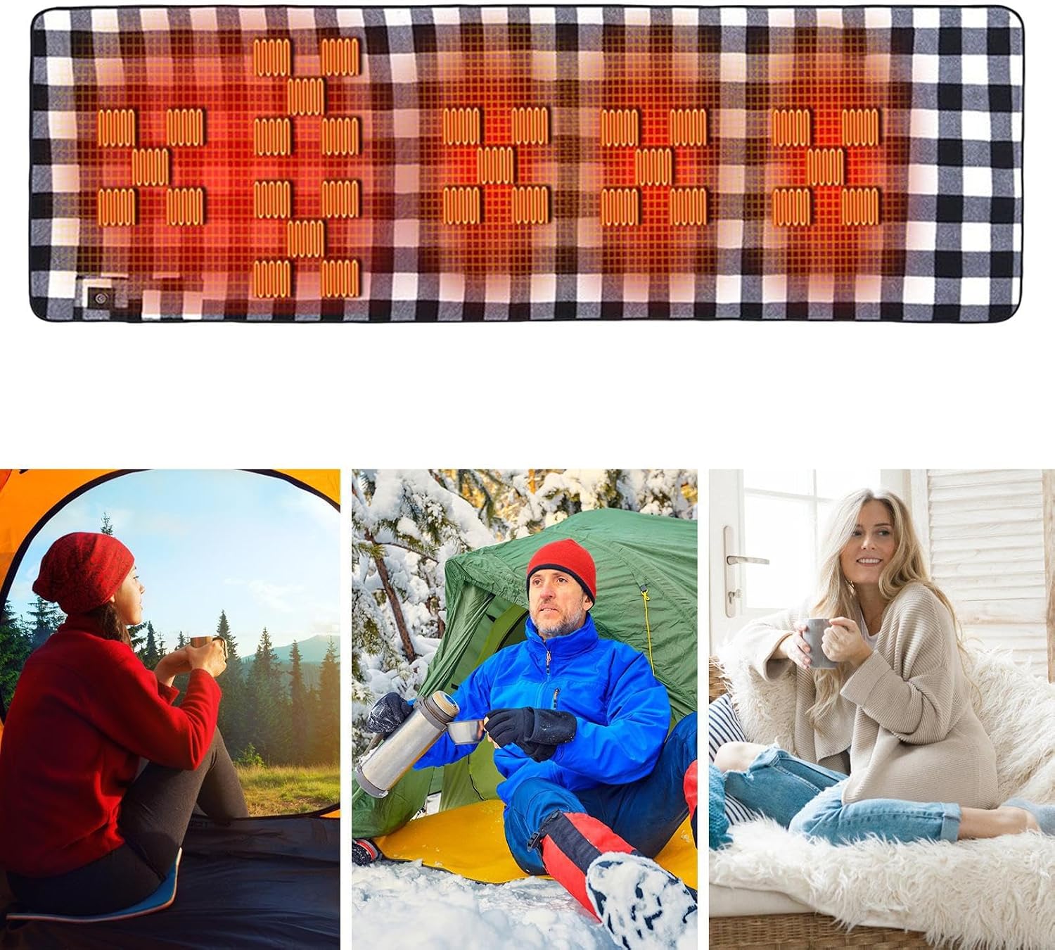 Heated Camping Pad, Soft Foldable Warm Adjustable Blanket, Heated Sleeping Bag, for Men Women Hiking Outdoor Picnic Travel Survival Tents