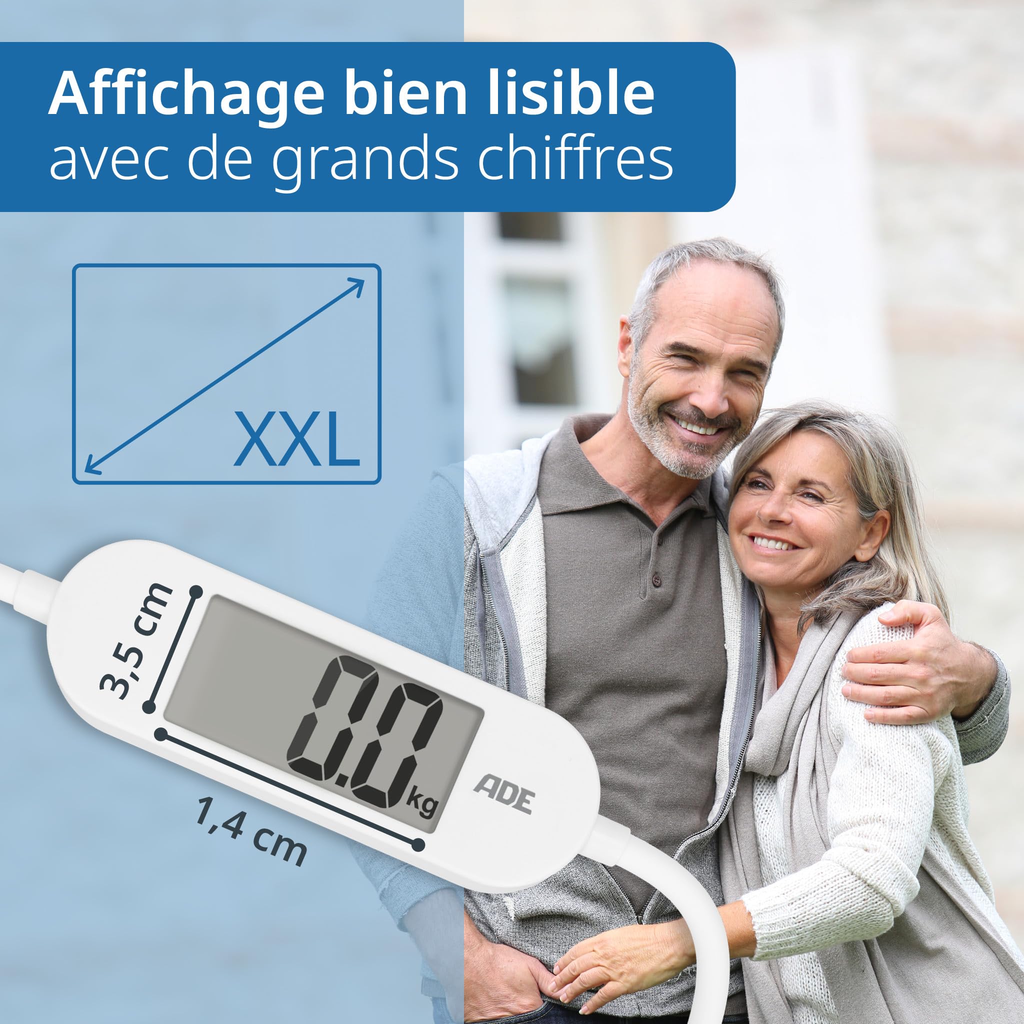 ADE Balance de voyage pliable | pèse-personne numérique avec une capacité de charge de 180 kg par pas de 100 g | balance corporelle précise avec écran LCD