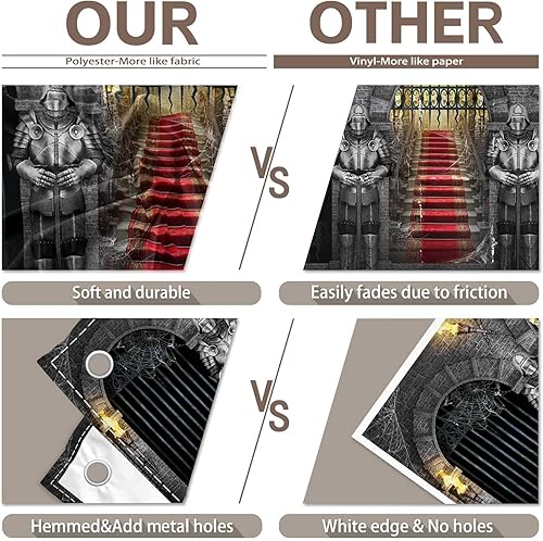 Miniatura 5 de Telón de fondo medieval de caballero de 7 x 5 pies, para fotografía, castillo, entrada, arcos, antorchas, fondo de mazmorra, Halloween, noche,