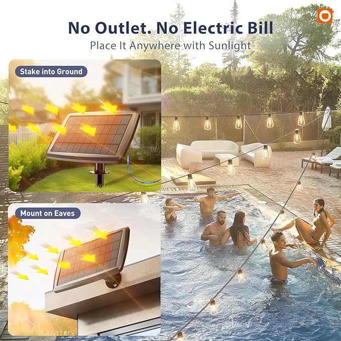 Luces solares de cuerda 102FT con control remoto LED 30 bombillos miniatura 7